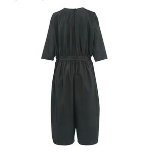 Black crane poplin balloon jumpsuit medium green